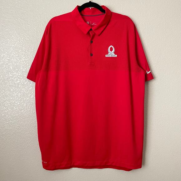 Nike Pro Bowl NFL On Field Polo Shirt Mens XL Red Dri Fit Athletic Henley DH1941 - Picture 3 of 12